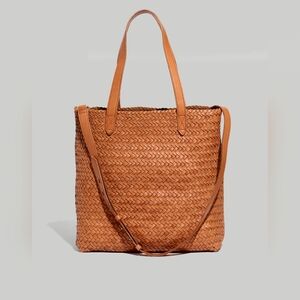 Madewell The Medium Transport Tote: Woven Leather Edition In Burnished Caramel